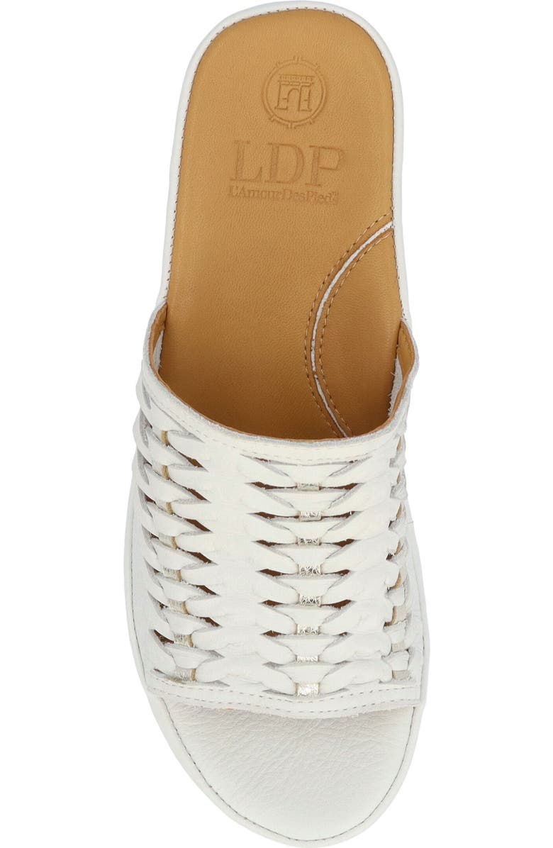 L'Amour des Pieds Cyra Platform Wedge Slide Sandal, Alternate, color, White/ Gold
