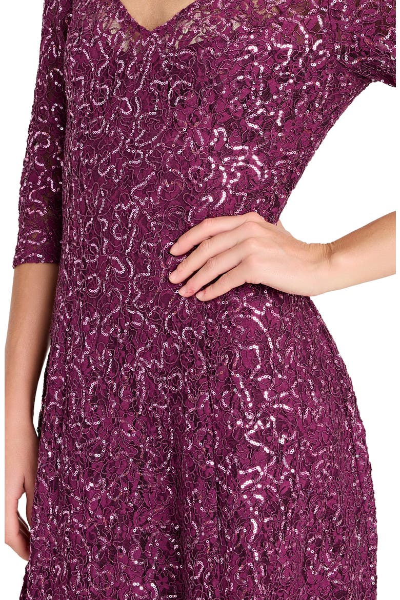 Sequin Flare Gown, Alternate, color, WINE