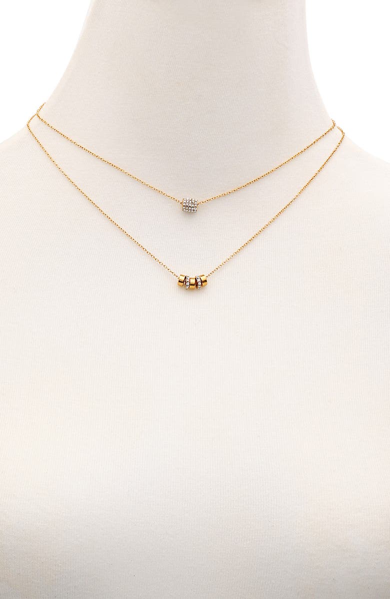 Vince Camuto Set of Two Crystal Bead Chain Necklaces, Alternate, color, Gold