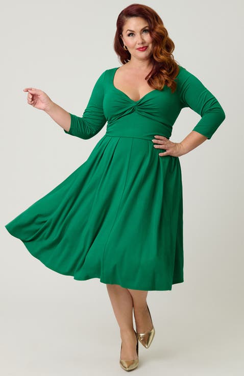 Plus Size 1950s Front Twist Swing Dress