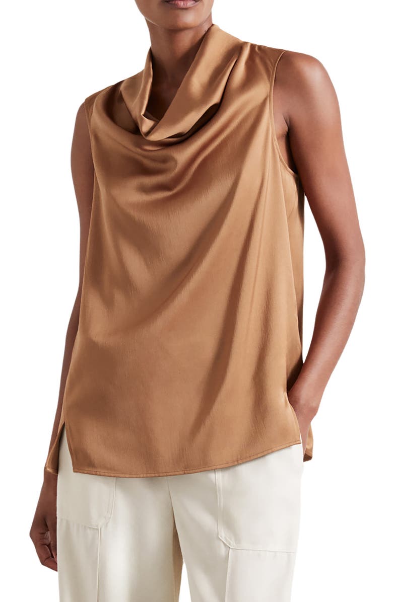 Reiss Atelier Manon Cowl Neck Sleeveless Satin Top, Main, color, 