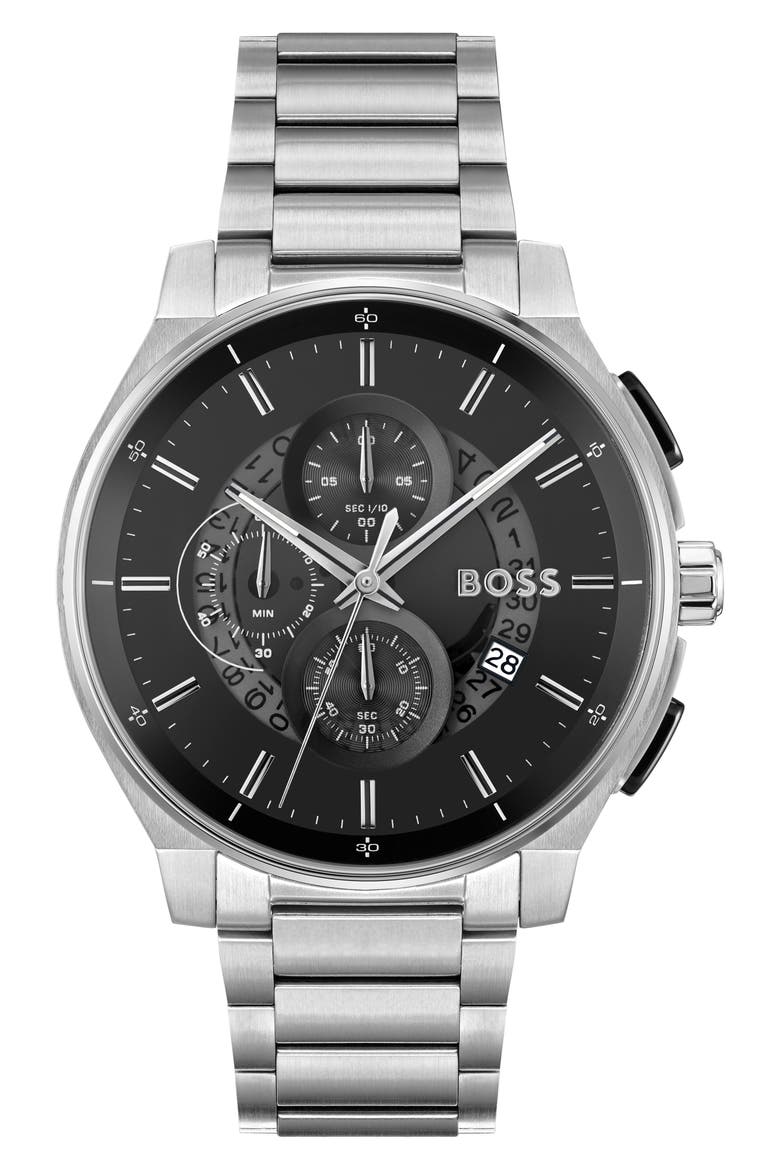 Peak 2.0 Chronograph Bracelet Watch, 45mm, Main, color, SILVER/ BLACK