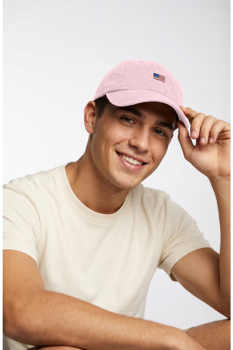 USA Flag Dad Cap, Alternate, color, Washed Pink