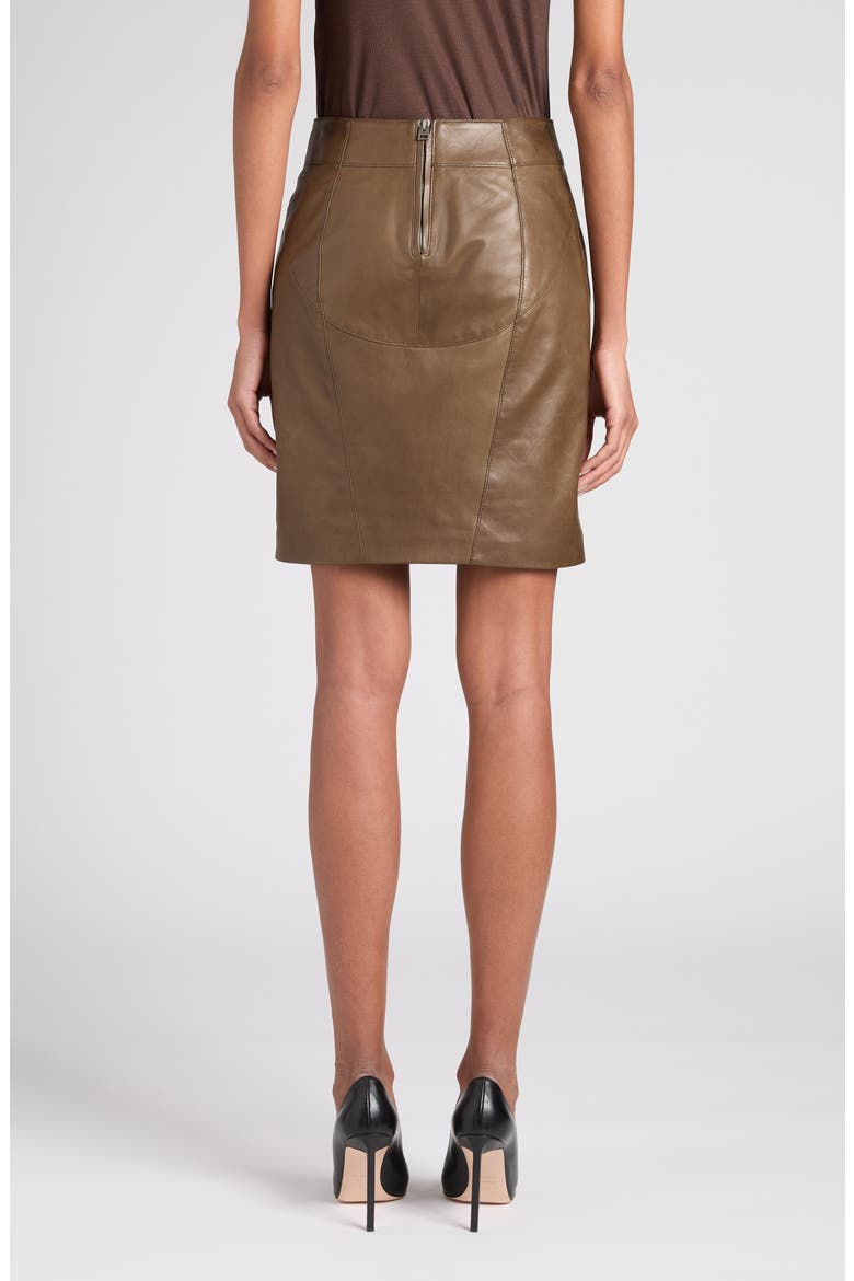 Paneled Napa Leather Pencil Skirt, Alternate, color, FG815 MILITARY GREEN