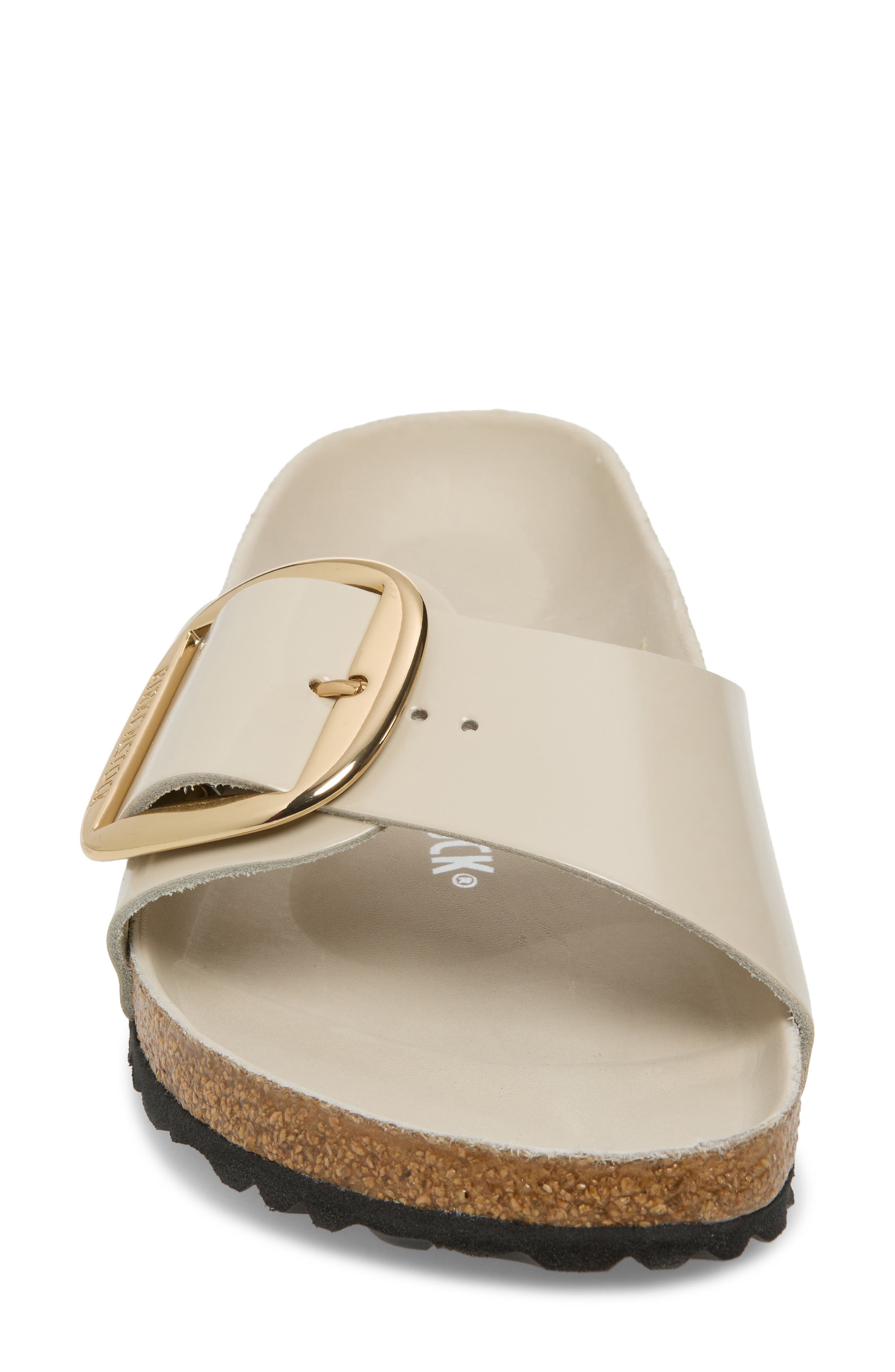 Madrid Big Buckle Slide Sandal - Discontinued, Alternate, color, OYSTER HIGH SHINE