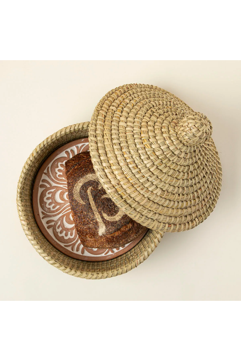 Traditional Bread Warming Set with Lid by Serrv International, Main, color, Beige