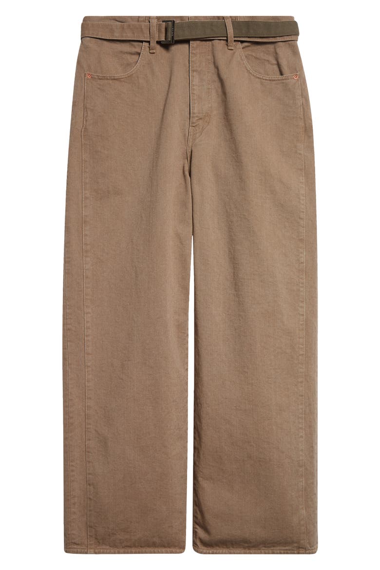 Belted Denim Pants, Alternate, color, BEIGE