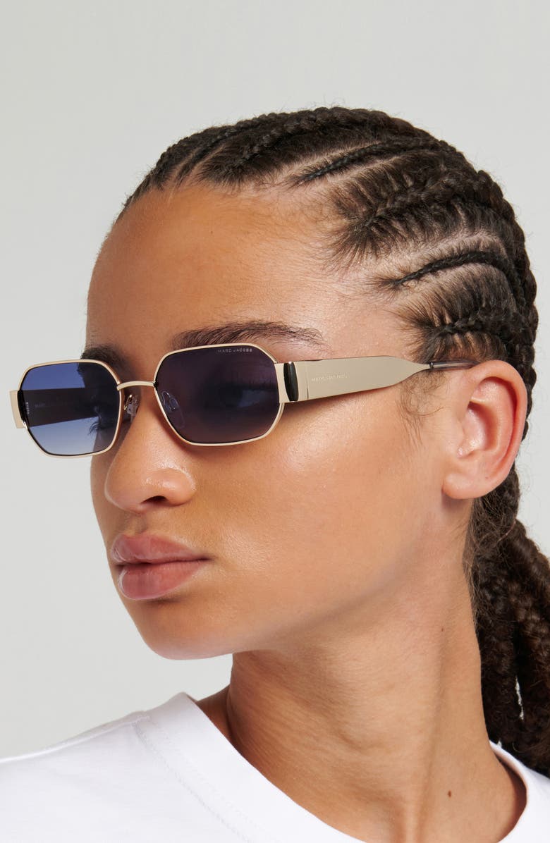 Marc Jacobs 56mm Square Sunglasses, Alternate, color, Gold Blue/ Dark Blue