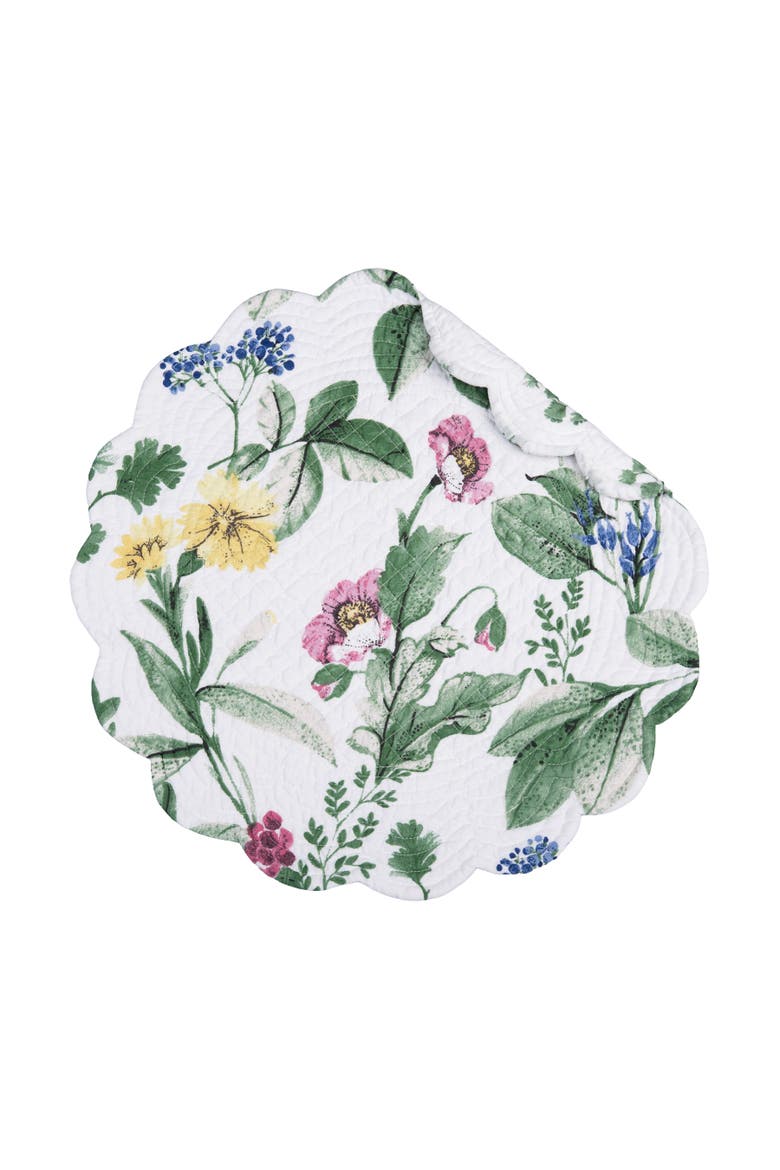 Marcy Blooms Round 100% Cotton Spring Set of 6 Placemats 17", Alternate, color, Green