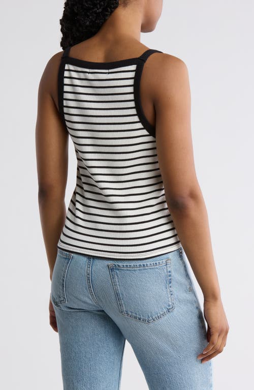 Vigoss Stripe Button Front Tank In Black