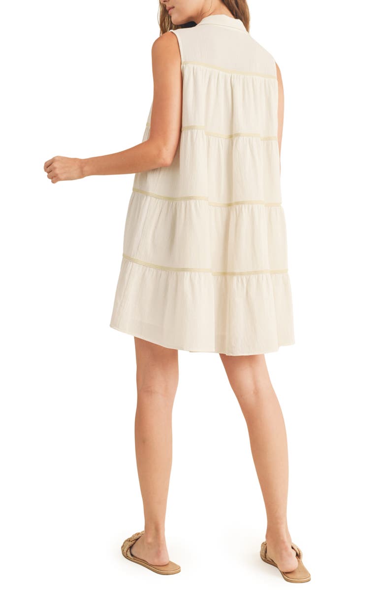 WISHLIST Stripe Tiered Mini Shirtdress, Alternate, color, White/ Taupe