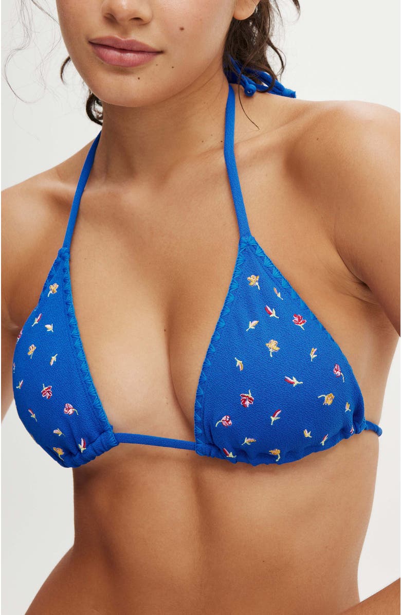 COTTON ON BODY Women's Embroidered Slider Triangle Bikini Top, Main, color, 