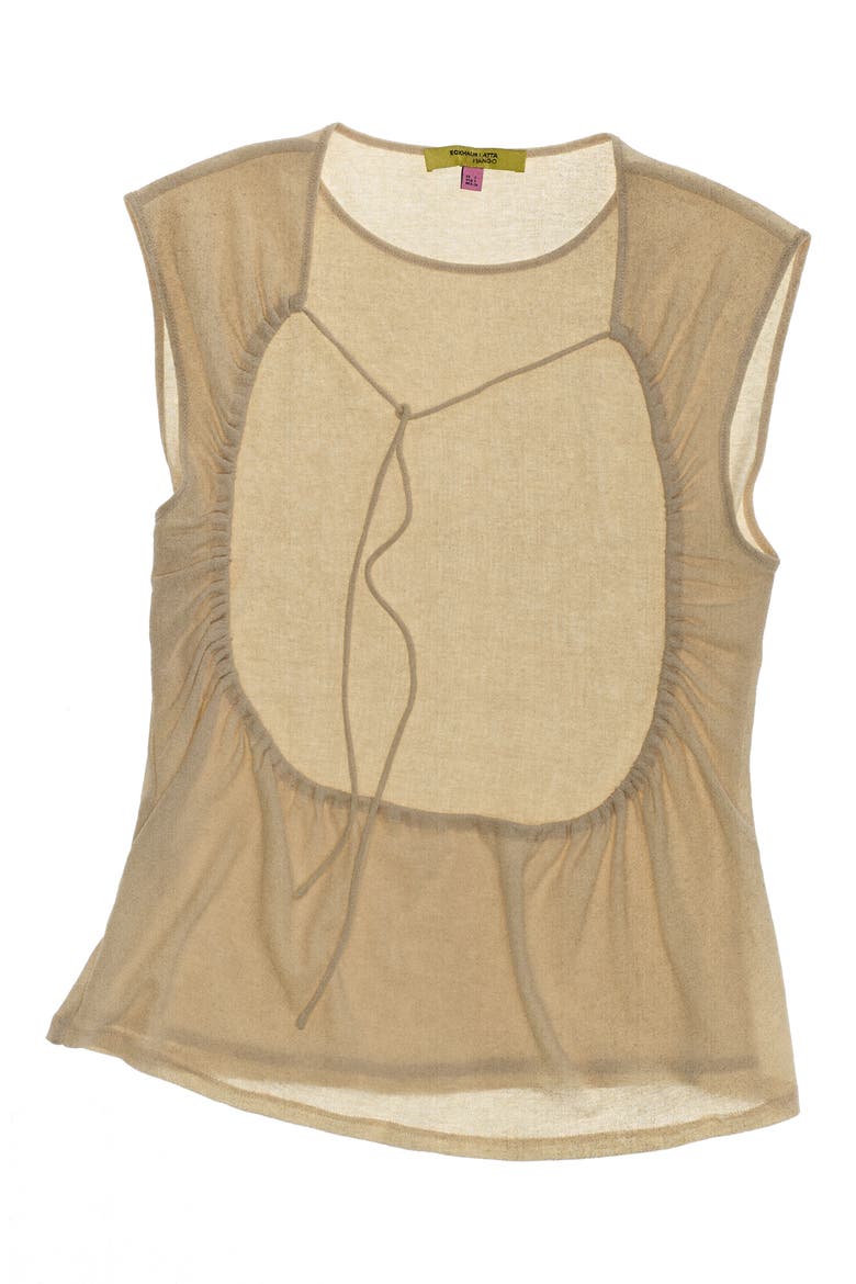 Overlay Top with Gathered Detail, Alternate, color, ECRU