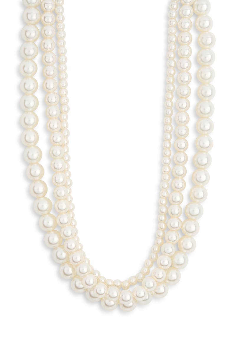 Layered Faux Pearl Necklace, Main, color, PEARL