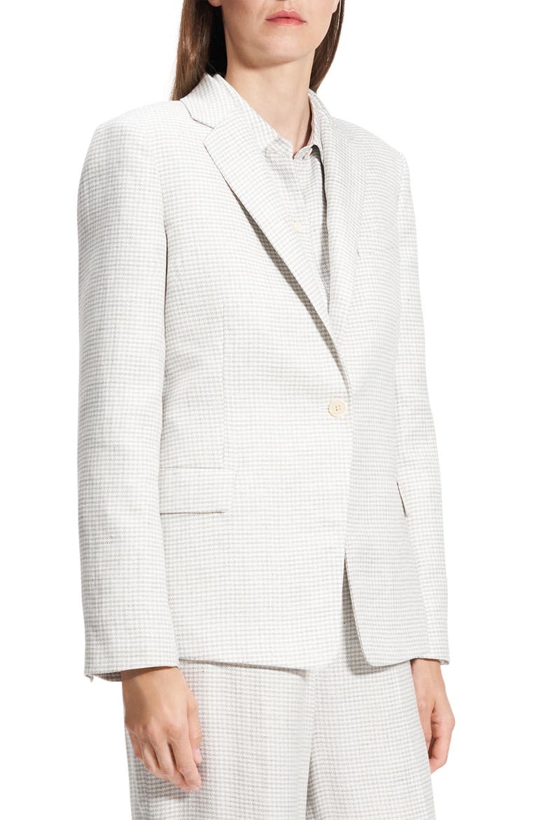 B.Mel Houndstooth Check Slim Fit Linen Blend Blazer, Alternate, color, PLATINUM MULTI