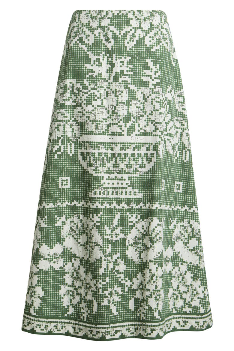 Jasmine Mixed Print Cotton Poplin Maxi Skirt, Alternate, color, VERDANT FLIGHT
