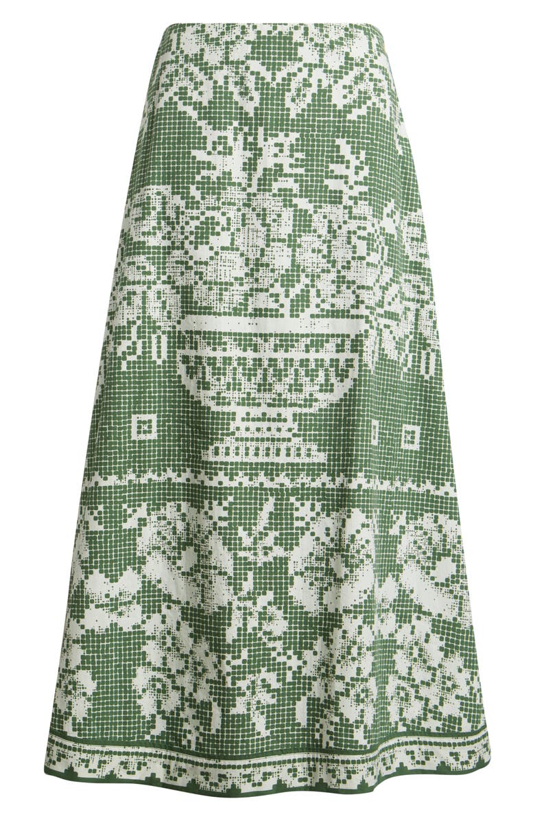 Cleobella Jasmine Mixed Print Cotton Poplin Maxi Skirt, Alternate, color, Verdant Flight