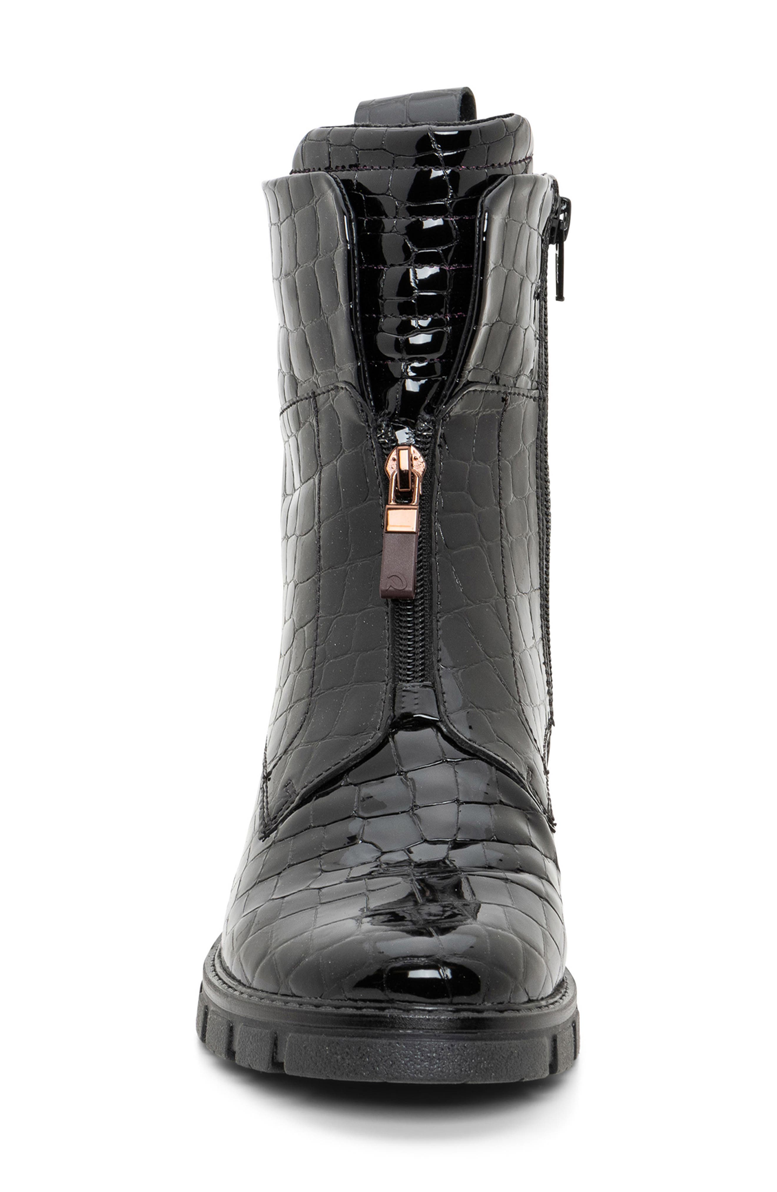 ara Deon Zip Combat Boot, Alternate, color, Black