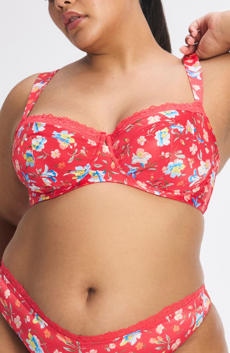 SAVAGE X FENTY Unlined Low-Cut Balconette Bra, Alternate, color, Fruitjuice Red Petal Power