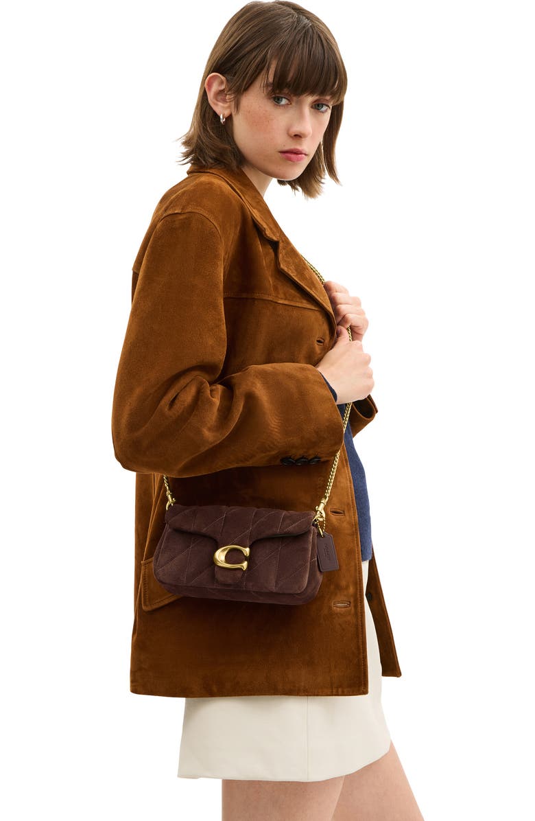 COACH Tabby 19 Quilted Suede Crossbody Bag, Alternate, color, B4/ Dark Chocolate