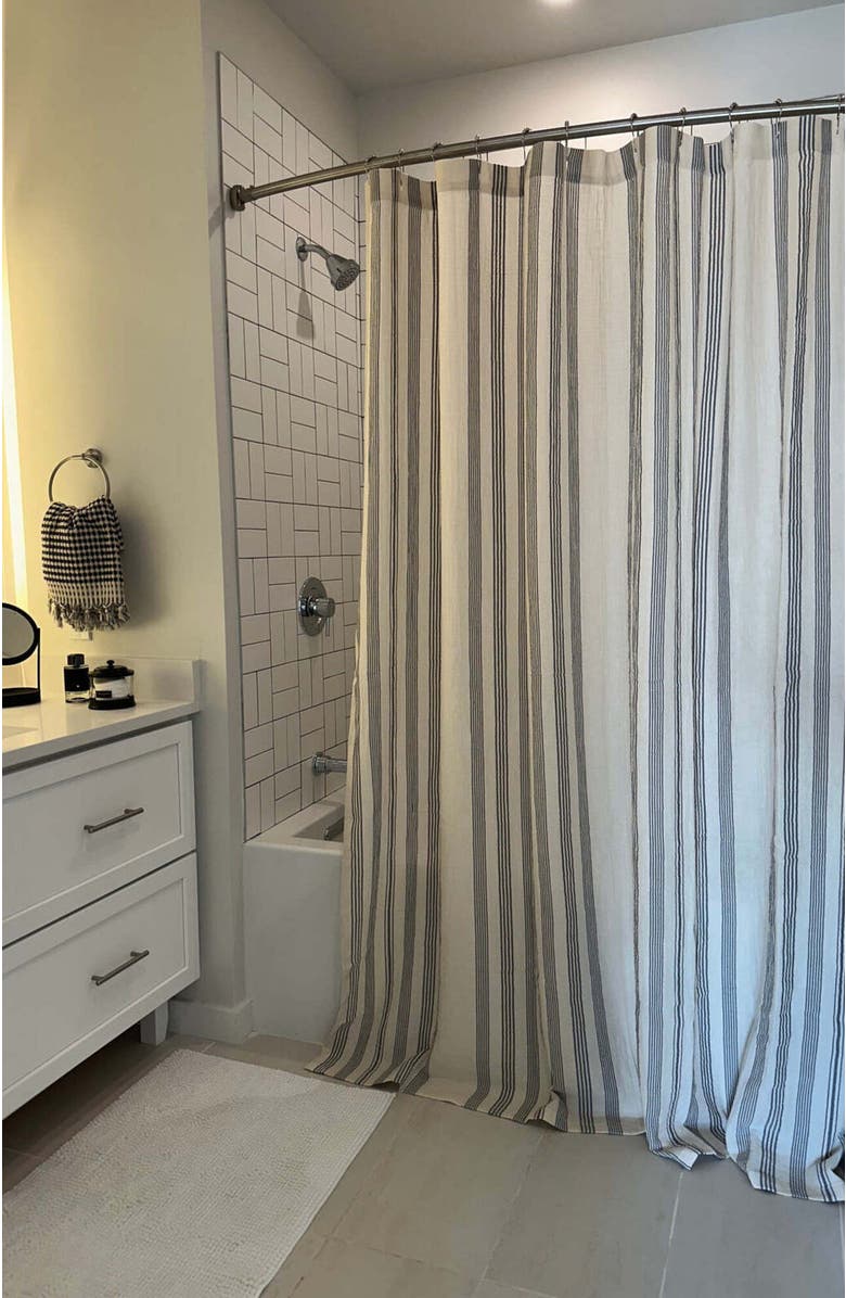 Olive & Linen Soho Supersoft Shower Curtain, Alternate, color, Gray