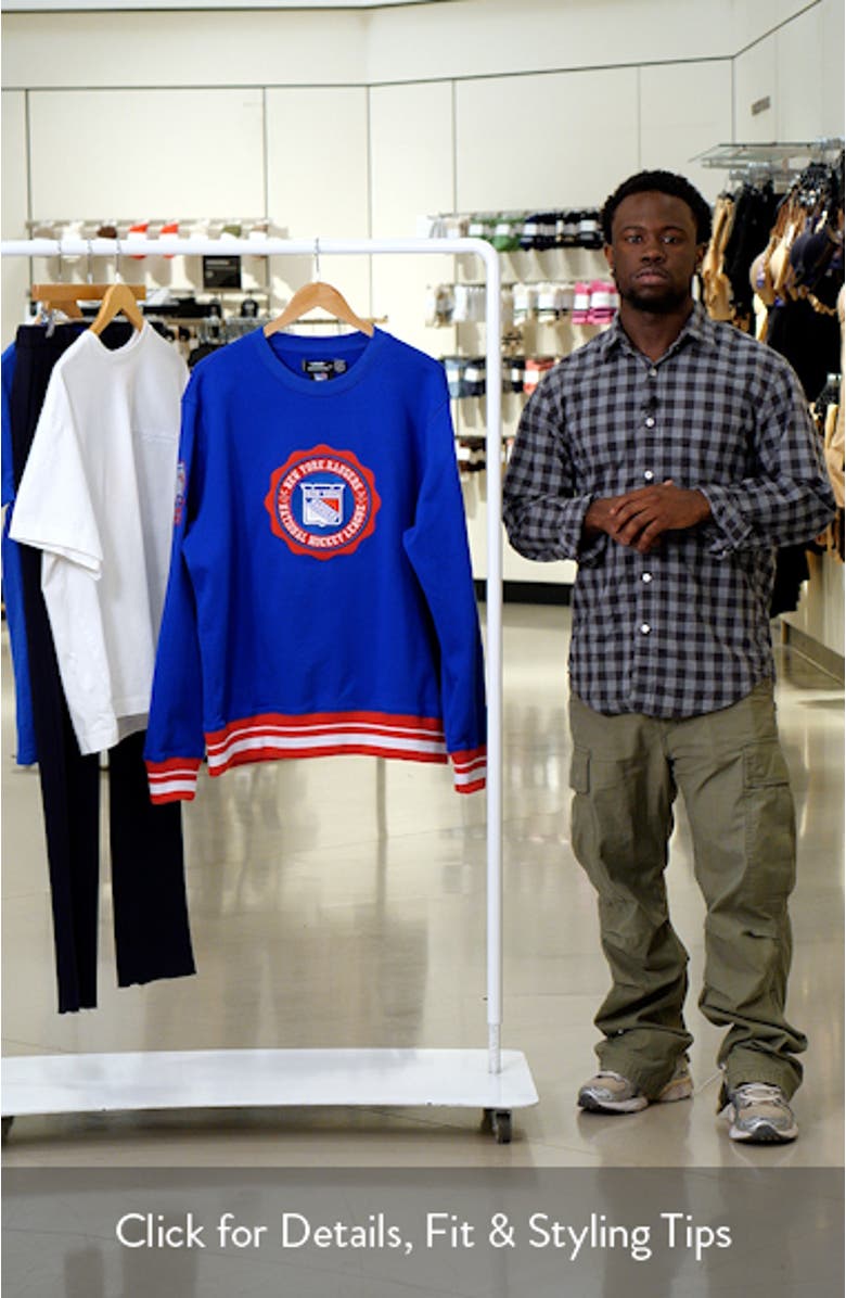 Men's Pro Standard Blue New York Rangers Crest Emblem Pullover Sweatshirt, sales video thumbnail