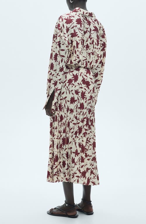 Mango Floral Print Pleated Skirt Off White In Off White