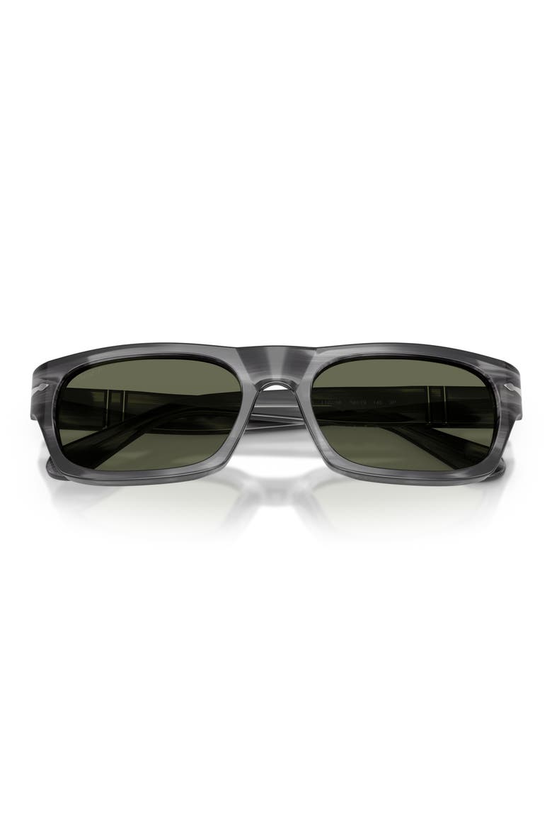 Gender Inclusive PO3398S 55mm Polarized Rectangular Sunglasses, Alternate, color, STRIPED GREY / GREEN POLAR