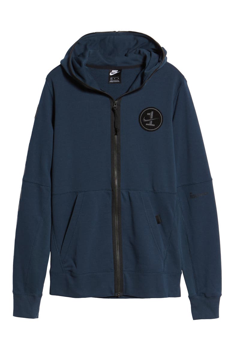 Air Force One Zip Hoodie Jacket, Alternate, color, ARMORY NAVY/ BLACK