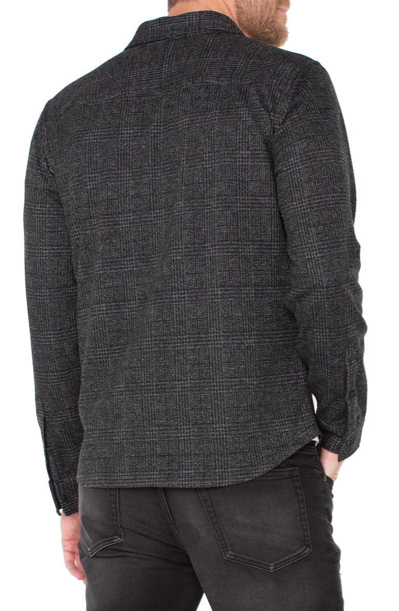 Liverpool Plaid Knit Button-Up Shirt, Alternate, color, Charcoal Grey/ Black