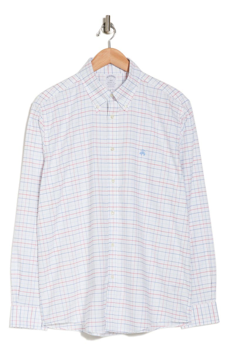 Brooks Brothers Regent Fit Plaid Non-Iron Stretch Button-Down Shirt, Main, color, 