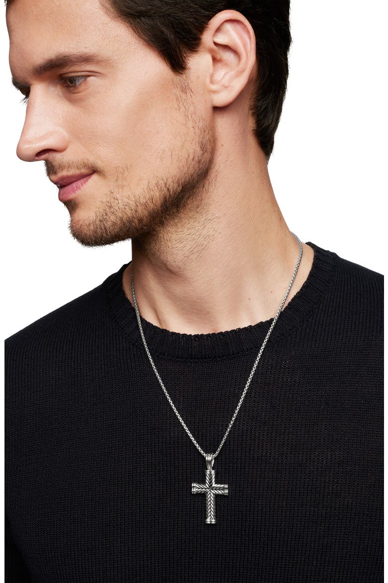 Chevron Cross Pendant in Sterling Silver, 40mm, Alternate, color, SS