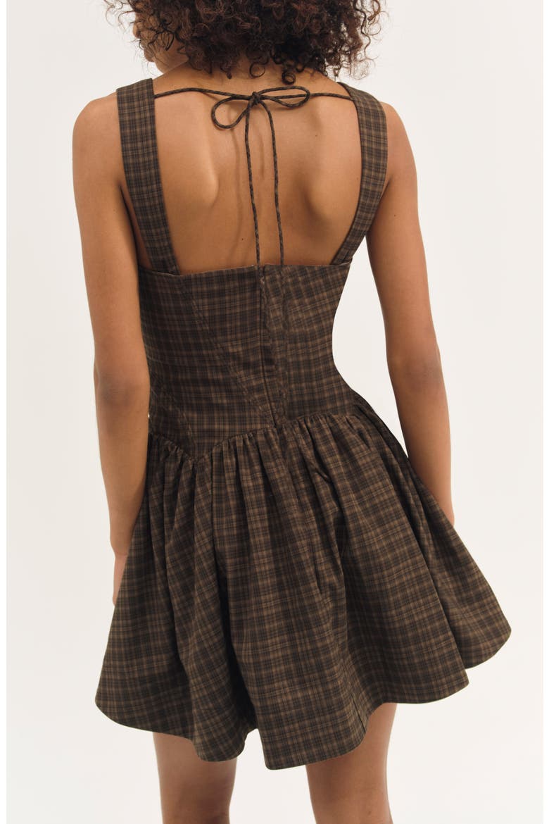 Ginny Plaid Minidress, Alternate, color, BROWN