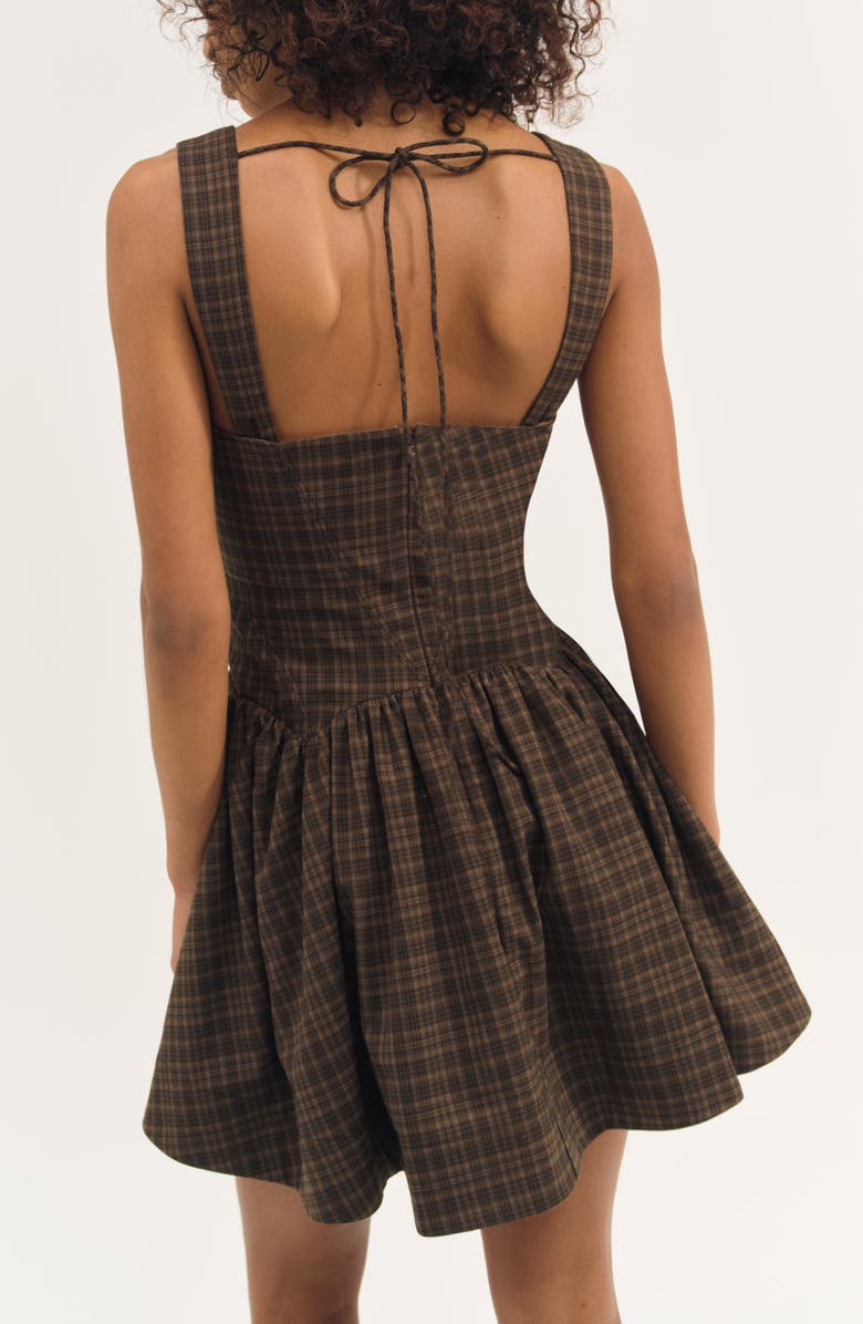 For Love & Lemons Ginny Plaid Minidress, Alternate, color, Brown