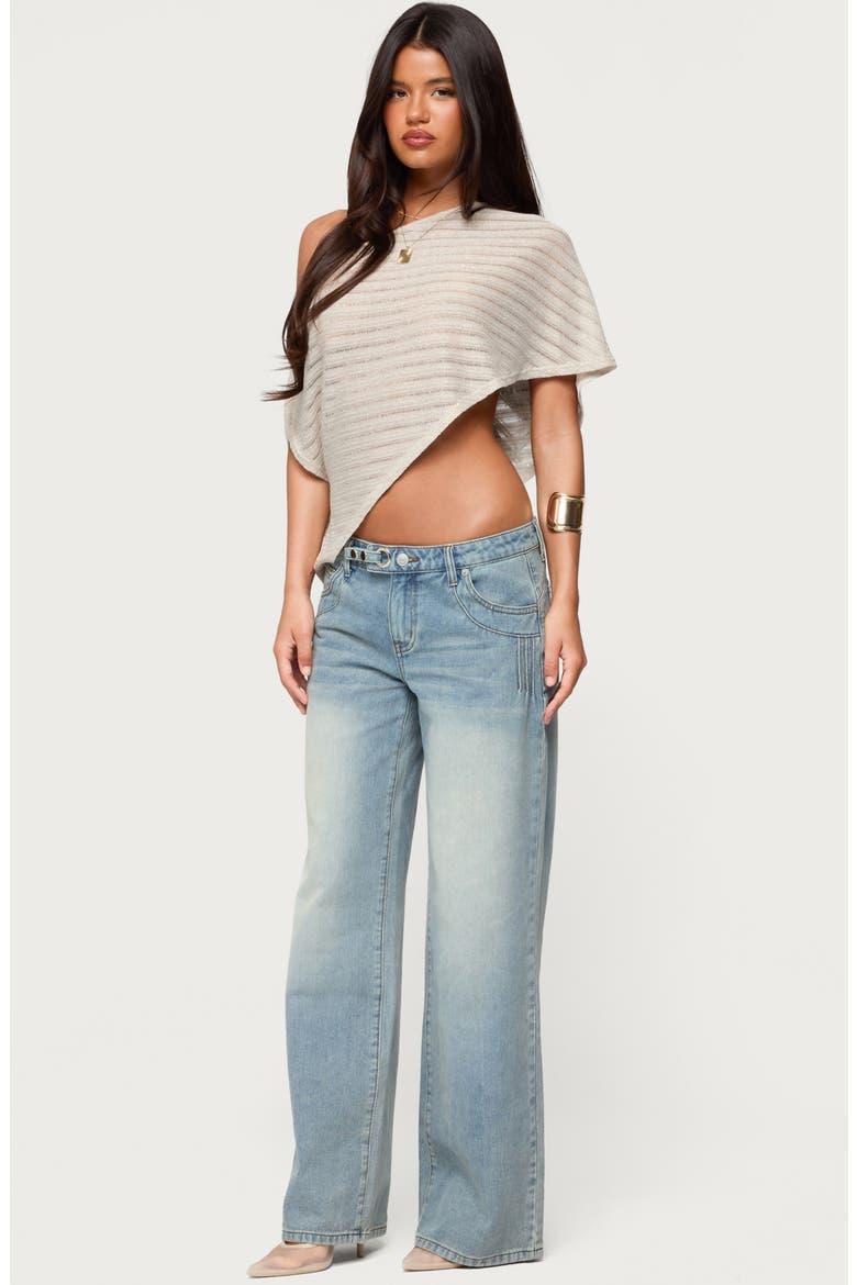 Loma Metallic Asymmetric One-Shoulder Knit Top, Alternate, color, BEIGE