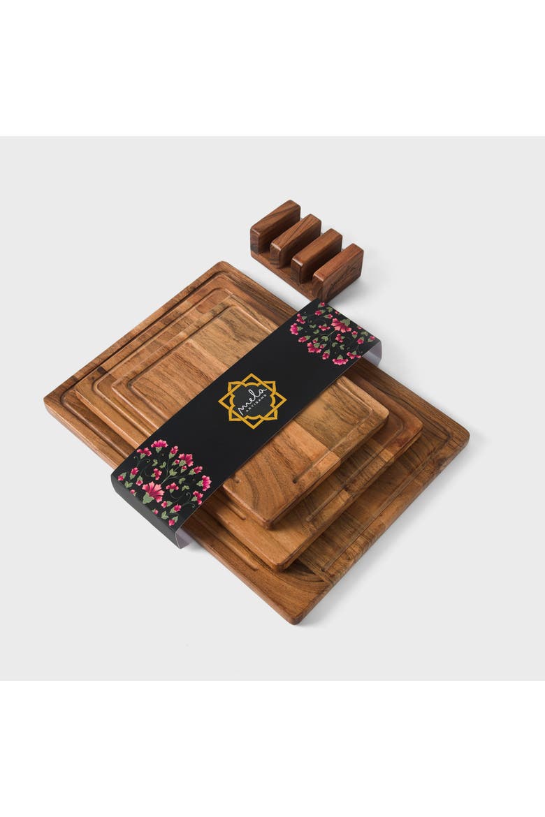 Acacia Wood Cutting Board Set with Stand - 3 Piece, Alternate, color, Natural Acacia Wood