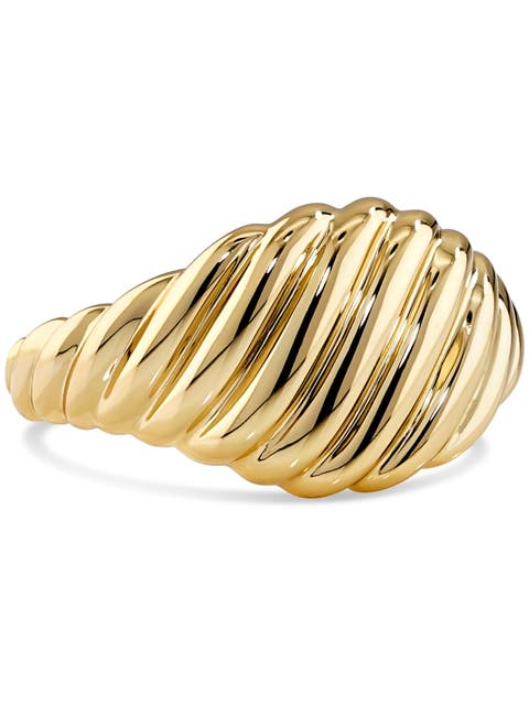 Rope Ring in Gold Plated Sterling Silver, 12mm
