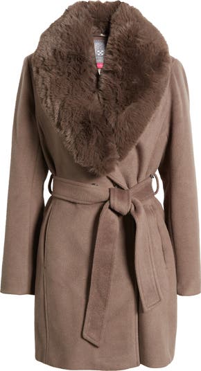 Vince Camuto Wrap Coat with Removable Faux Fur Collar | Nordstrom