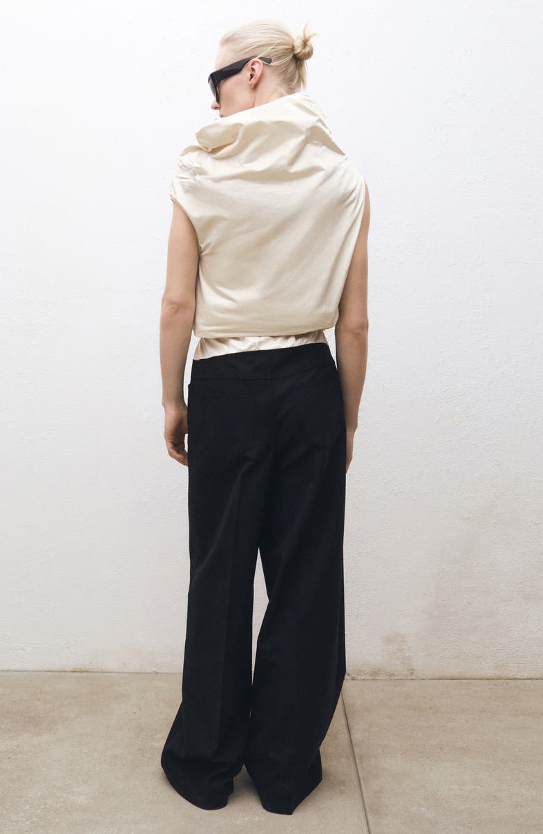 MANGO Drawstring Wide Leg Pants, Alternate, color, Black