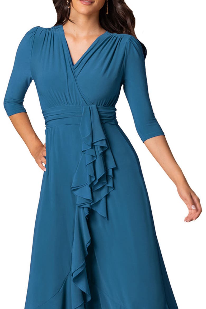 Veronica Ruffle Evening Gown, Alternate, color, Aegean Blue
