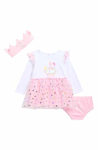 First Birthday Dress, Bloomers & Headband Set