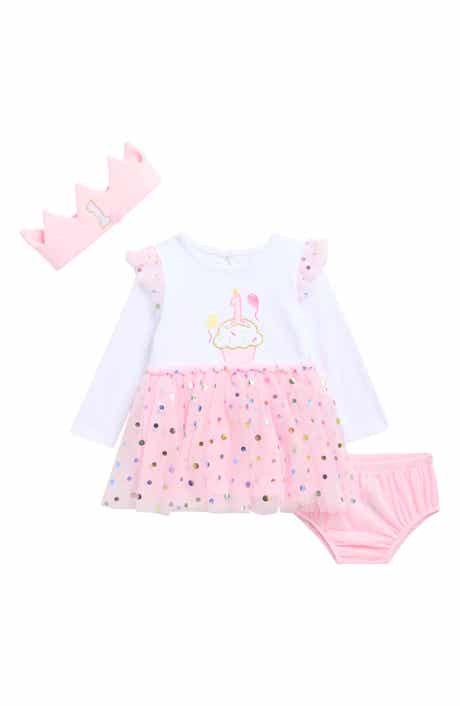 First Birthday Dress, Bloomers & Headband Set