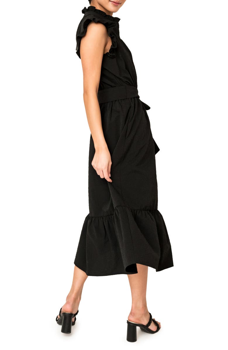 GIBSONLOOK Textured Smocked Ruffle Midi Dress, Alternate, color,