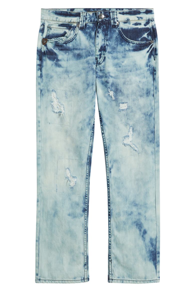 Distressed Slim Straight Leg Jeans, Alternate, color, BLUE
