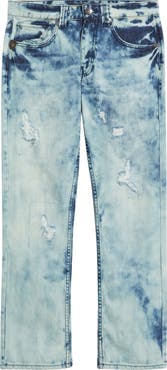 LEVEL 7 Distressed Slim Straight Leg Jeans