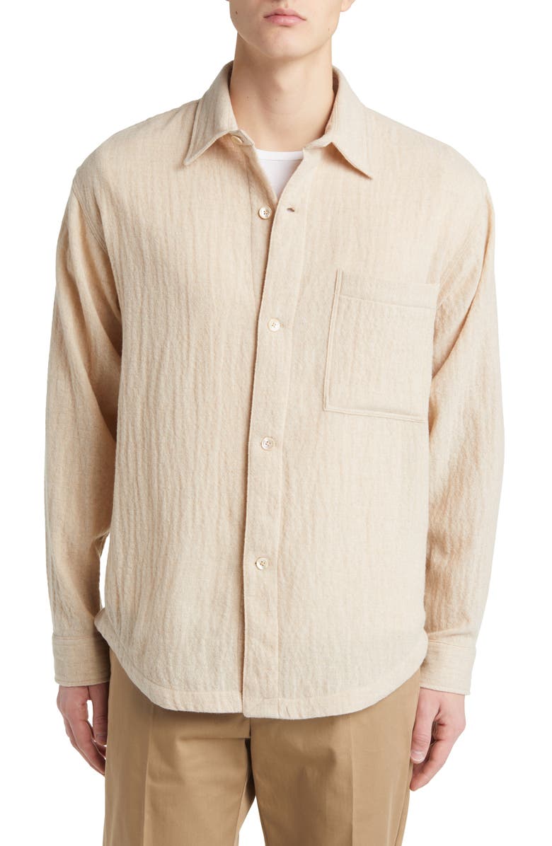 NN07 Adwin 5366 Puckered Wool Blend Button-Up Shirt Jacket, Alternate, color,