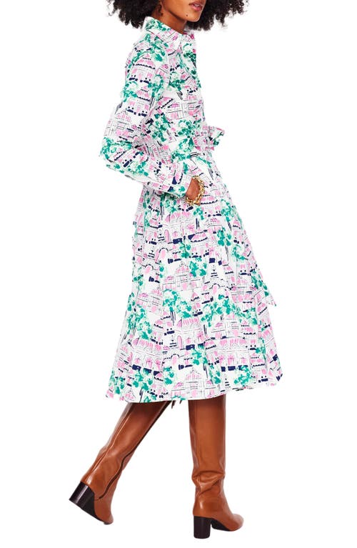 BODEN BODEN AMY PRINT LONG SLEEVE MIDI SHIRTDRESS