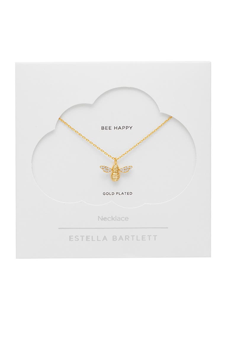 Sparkle Wings Bee Pendant Necklace, Alternate, color, GOLD PLATED