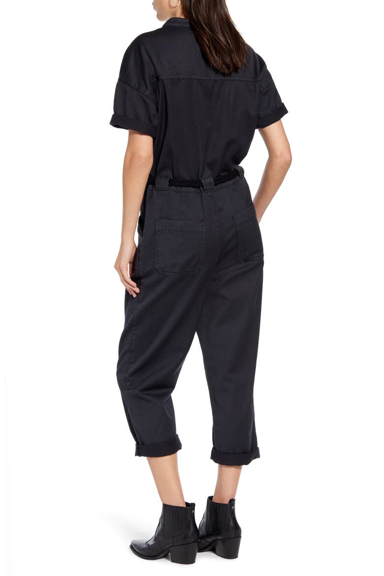 Emery Rope Tie Belt Cotton Jumpsuit, Alternate, color, SULFUR BLACK