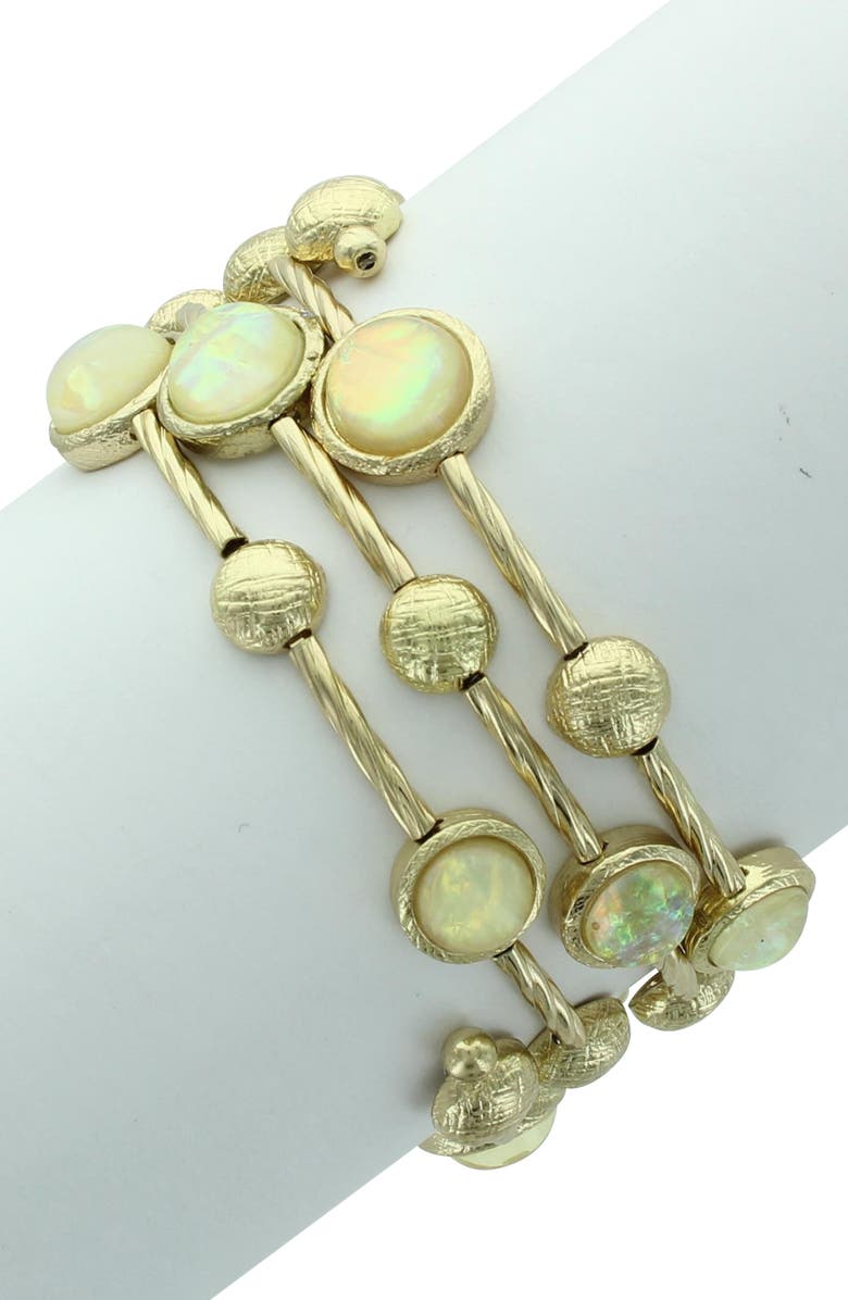 OLIVIA WELLES Textured Bauble & Resin Stone Bracelet, Main, color, Gold / Ivory